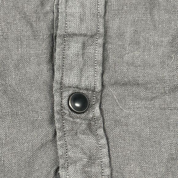 Lucky Brand Shirt Mens XL Linen Classic Fit Pearl Snap Gray Western - Picture 4 of 8